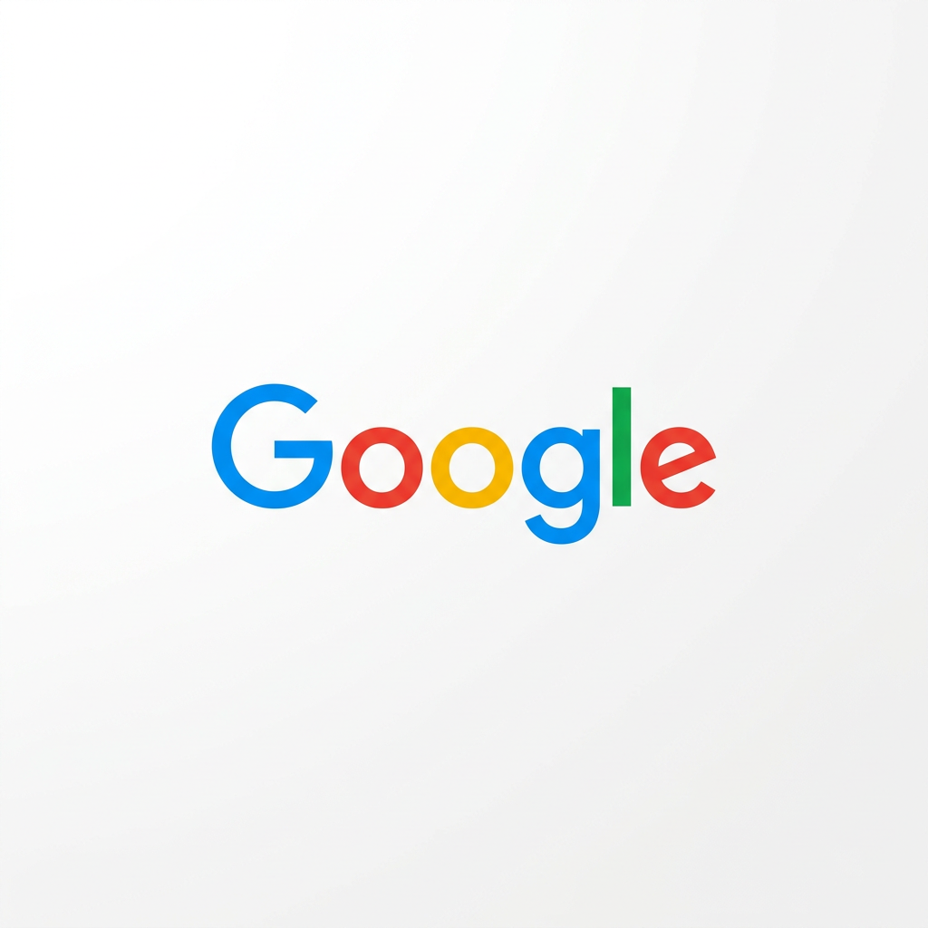 Google logo with letters in blue, red, yellow, and green colors on a white background